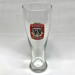 Widmer Brothers Pilsner Glass 9” Beer Stein Clear Red White Black Gold Logo GUC